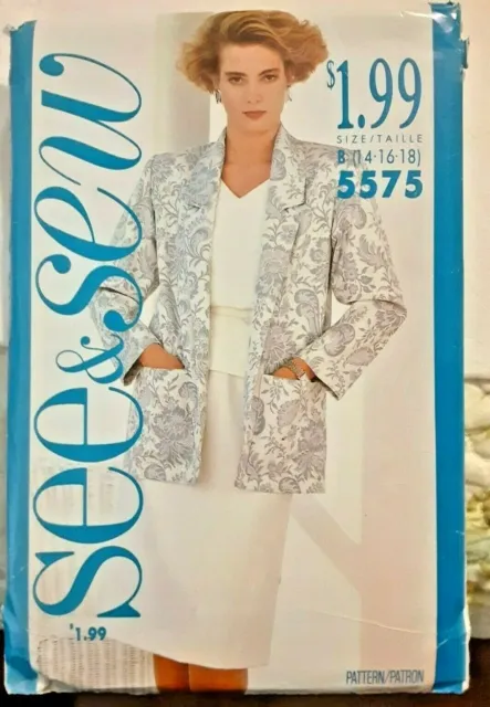 Vintage 1987 Butterick See & Sew Pattern 5575 Jacket Top Skirt Sewing Project H