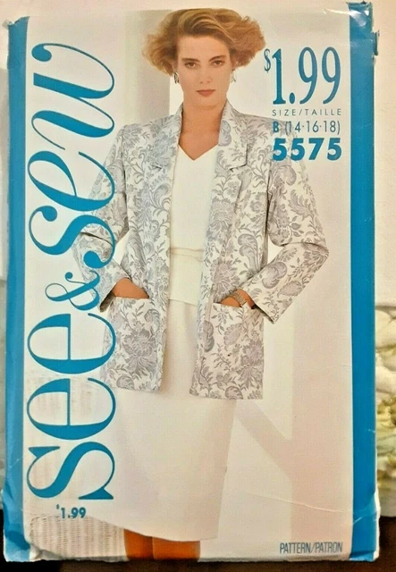 Vintage 1987 Butterick See & Sew Pattern 5575 Jacket Top Skirt Sewing Project H