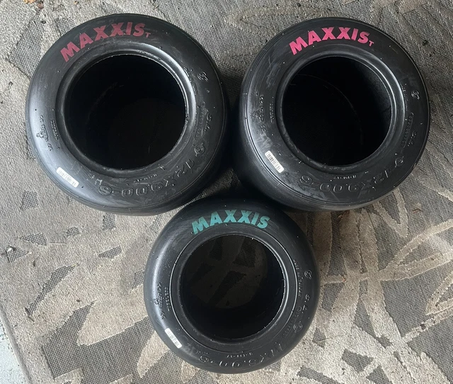 SET OF (3) Maxxis HT3 Racing Go Kart Tires, (2) 12x9.006's & (1) 11x6