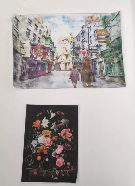 2 X Canvas Sheet Prints Street Art 12x8 & Flowers 5x7"