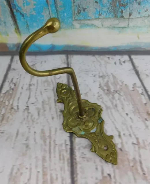 Vintage Victorian Style Brass Ornate Coat Hat Hook Wall Mount
