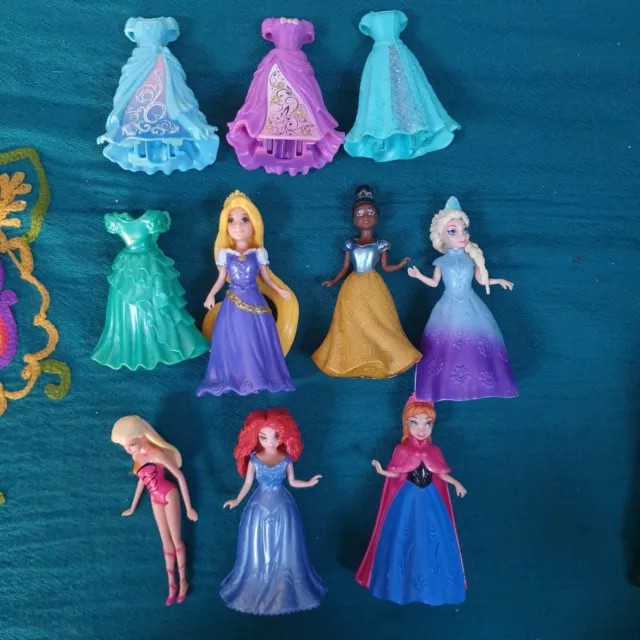 Disney Princess Magiclip Dolls Lot Dresses Frozen Elsa Anna Figures