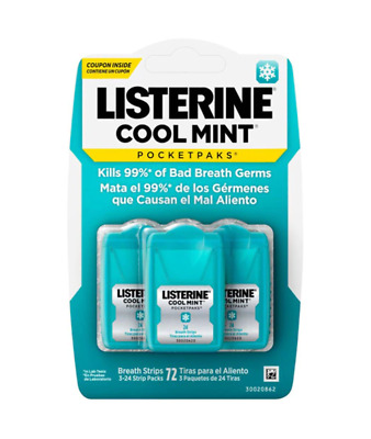 Tiras respiratorias Listerine PocketPaks geniales como nuevas 72 cada una (paquete de 1)