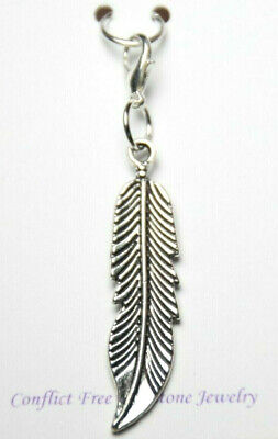 Feather Nature Charm Clip On Lobster Claw Clasp Create a Custom Bracelet 6"-8"