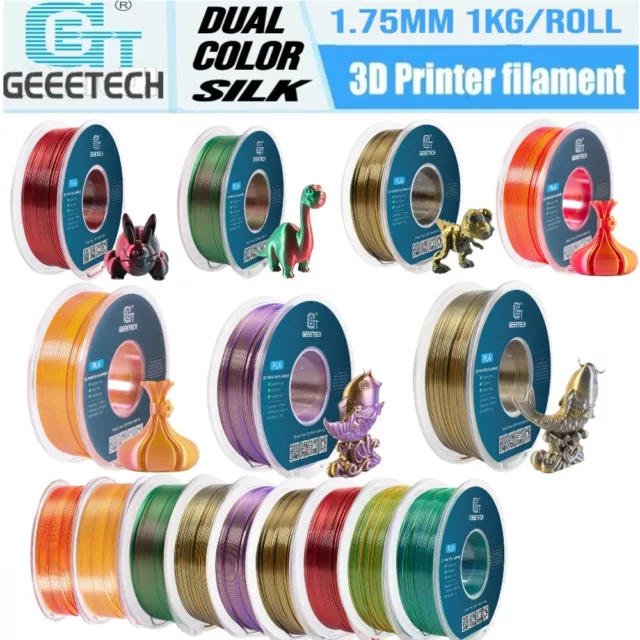 Geeetech imprimante 3D Filament Silk PLA 1,75 mm 1 kg Dual multicolores pour FR