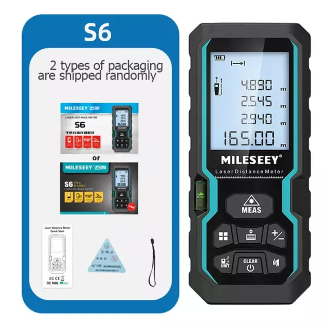 Professional title: " S6 Laser Tape Measure with Rangefinder, IP54 Rating, and E