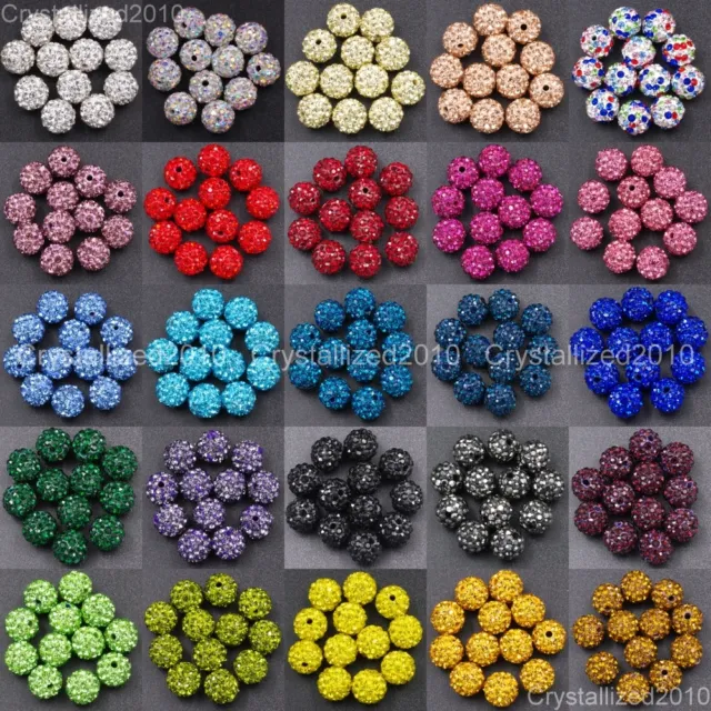 20Pcs Premium Czech Crystal Rhinestones Pave Clay Round Disco Ball Spacer Beads