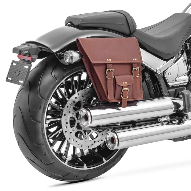 Satteltasche Für Chopper & Custombikes – Schwarz, 10 Liter, Aus Kunstleder, Mit Gurten