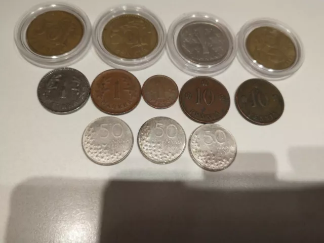 Coins LOT Finland  coins suomi finlandia penniä pennia Mk markka markkaa coin