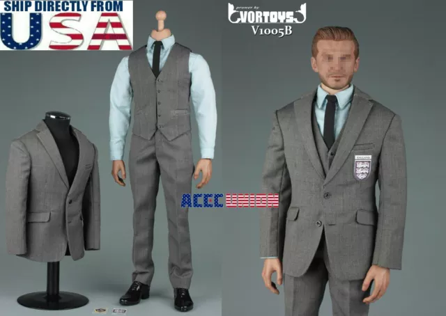 1/6 MEN BUSINESS Suit Set GRAY For 12 Hot Toys PHICEN Male Figure