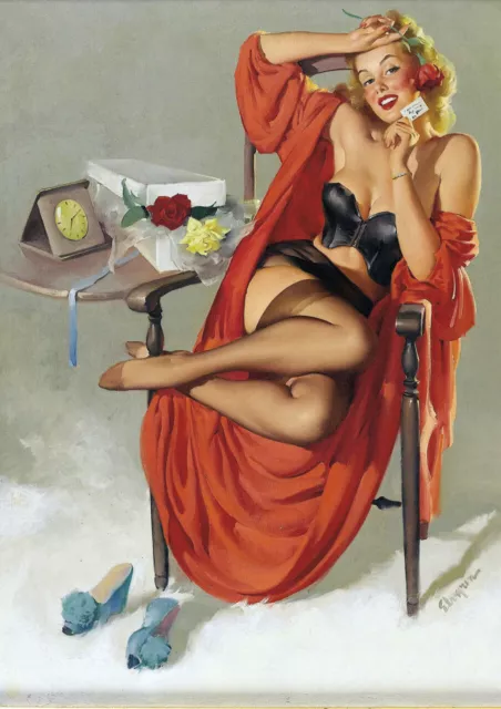 Gil Elvgren - Pinup Girl - A2 size 42x59.4cm Retro Canvas Print Poster Unframed