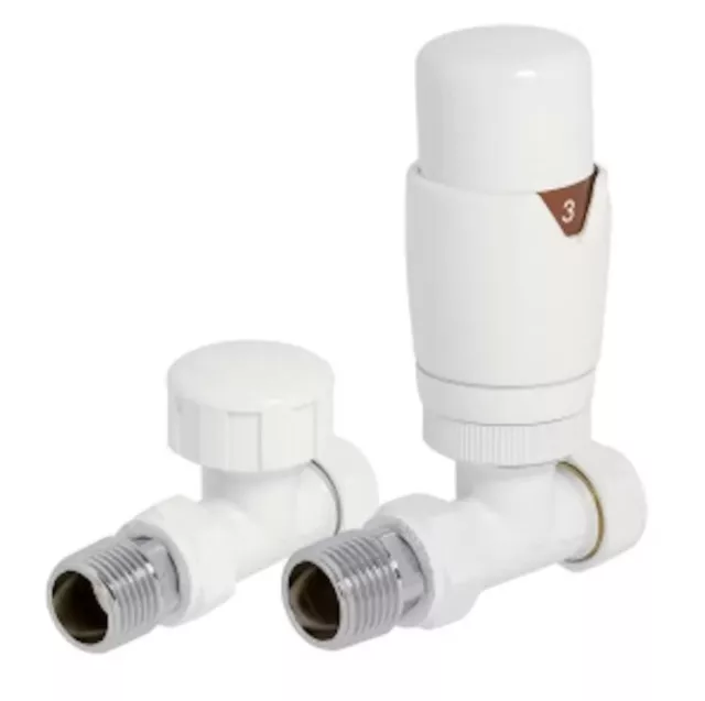 The Moderne Thermostatique Radiateur Valve Et Coude de Réglage Droit Blanc Mat