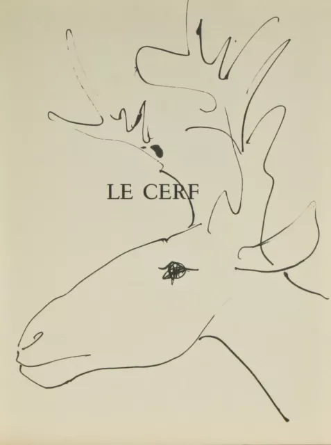 " Le Cerf "Por Pablo Picasso Litografía De Buffon Libro 14 3 / 10.2cmx27.9cm