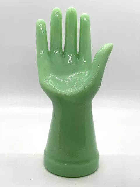 Vintage Style Jadeite Green Glass Hand Jewelry Ring Display New