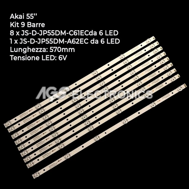 Kit 9 Barres LED Akai TV 55 Pouces - JS-D-JP55DM-A51EC/B51EC - DLED