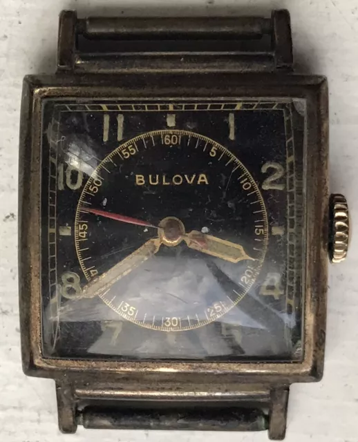 Orologio da polso Vintage Bulova Nero Stile Medico Meccanico Da Uomo Non Funziona COSÌ COM'È