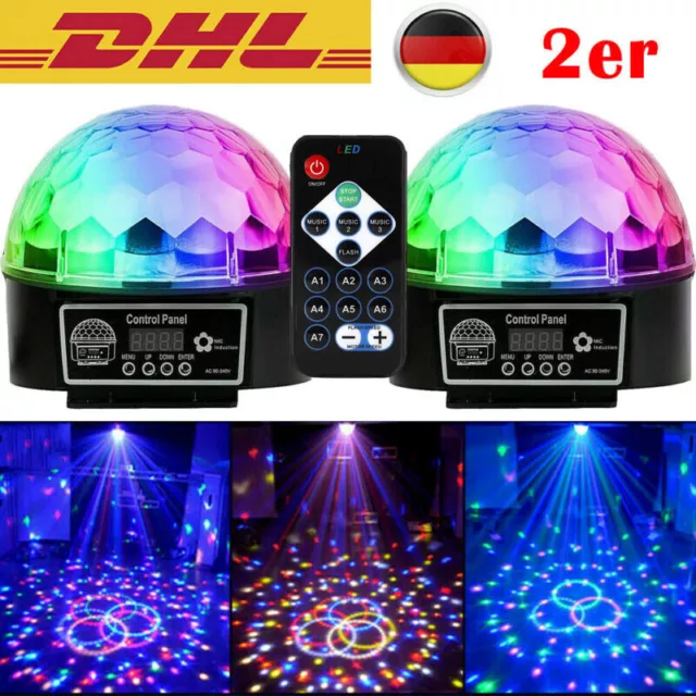 2X LED Lumière Disco Lampe de Fête Dj-Licht Rouge, Jaune, Bleu Table Effets