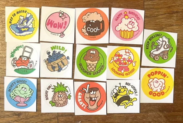 14 Trend Scratch & Sniff Retro 80s Repro Stickers. Free Shipping! Set #1 1980s