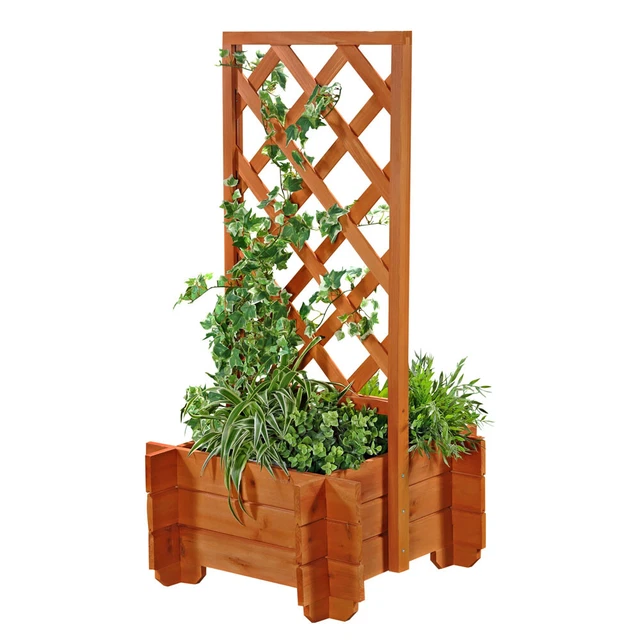 RANKGITTER MIT PFLANZKÜBEL Holz Spalier Rosenbogen Pflanzkasten