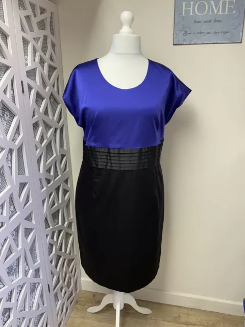 Savoir Dress Size 24 Blue Black Satin