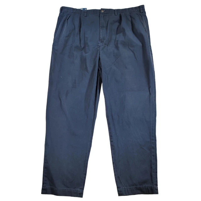 Polo Ralph Lauren BIG Andrew Pants Mens Size 46Bx34 Navy Blue Pleated Chino