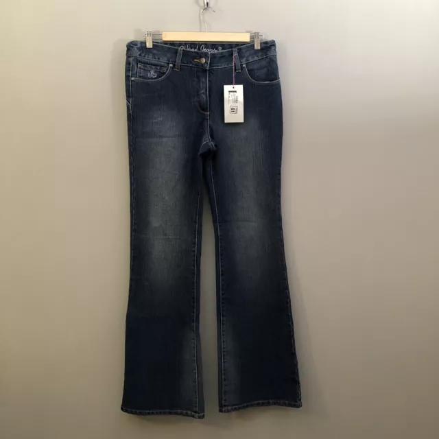 Wow Bootcut Jeans Women UK 12 Tall Blue Denim Stretch Adjustable Waist Y2K 90s