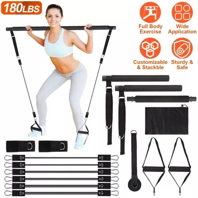 Portable Pilates Bar Yoga Pilates Stick Exercise Toning Full Body Exercise Kit