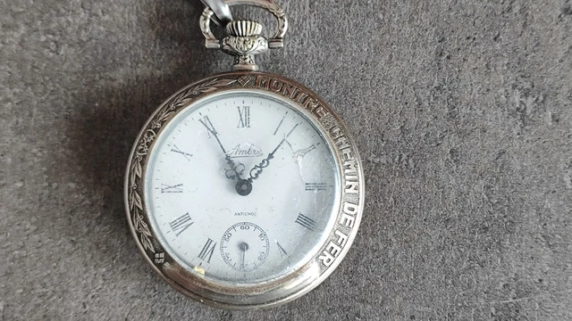 AMBRE MONTRE DE Poche Gousset Chemin De Fer Train Locomotive Diam