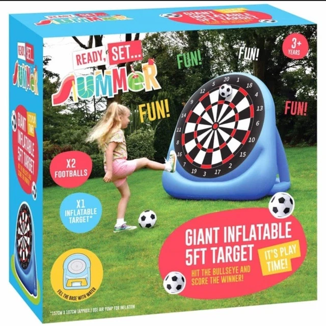 OnlineStreet Target Ball Inflatable Game - Reversible Mat With 6 Balls, Outdoor/Indoor Family Garden Toy