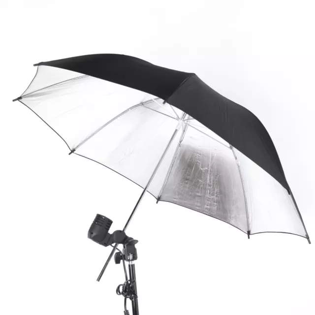 Photo Studio Flash Light Diffuser Black Silver Reflector Umbrella 33'' 84cm T1O0