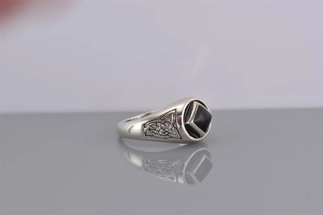 Peter Stone Sterling Silver Raised Square Circle Celtic Open Band Ring 925 Sz: 9