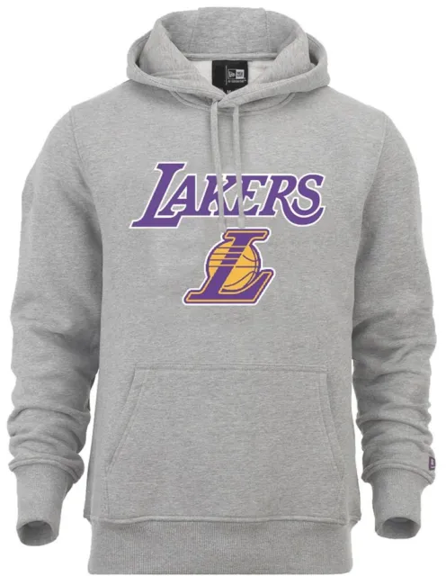 New Era Los Angeles Lakers Logo Squadra Po: Felpa con Cappuccio Grigio NBA Uomo