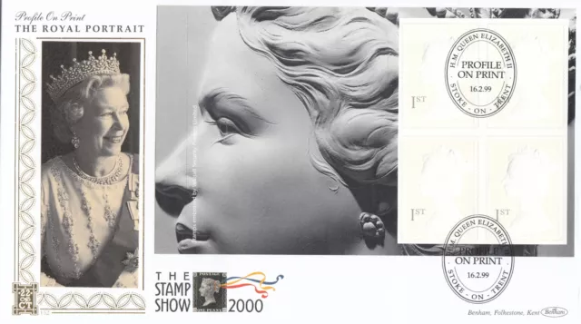 (133990) CLEARANCE Profile on Print Booklet Pane 22CT GOLD FDC GB Benham  1999