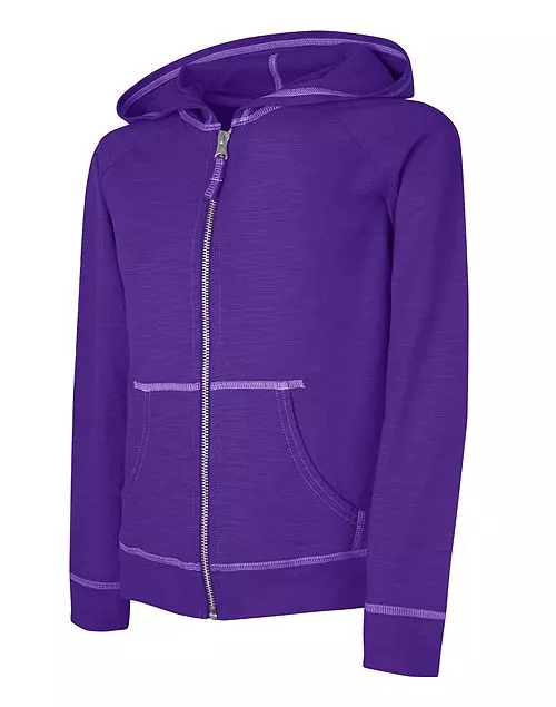 Hanes Girls' Slub Jersey Full-Zip Hoodie Size Small