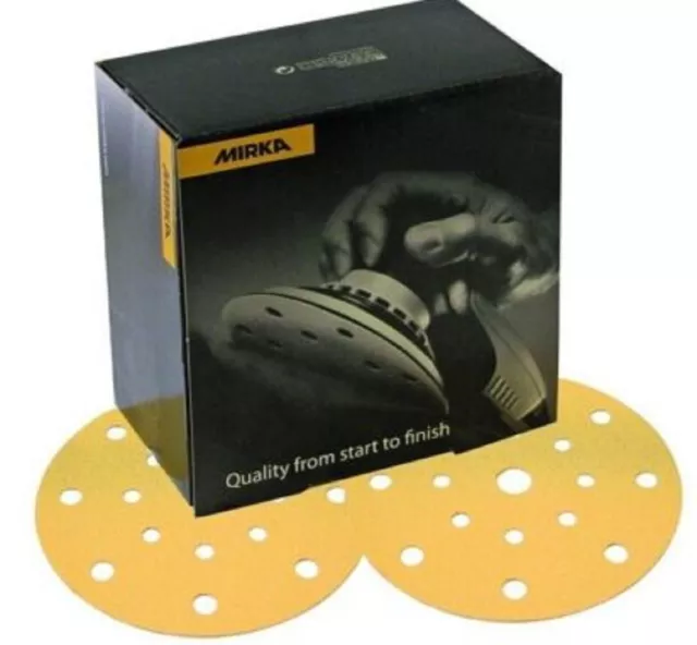 MIRKA GOLD  17 Hole Grip Sanding Discs 150mm  P80  Hard wearing CARS BIKES BOATS