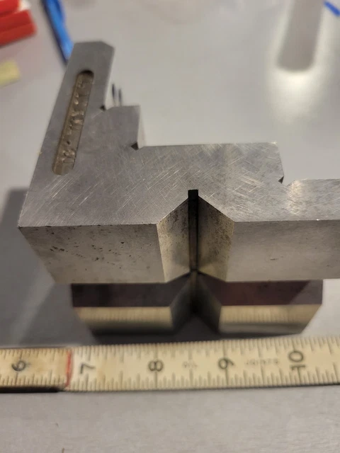 ANGLE PLATE, Drilled Machinist Toolmaker Tapped 3x3x3 V-slot stepped