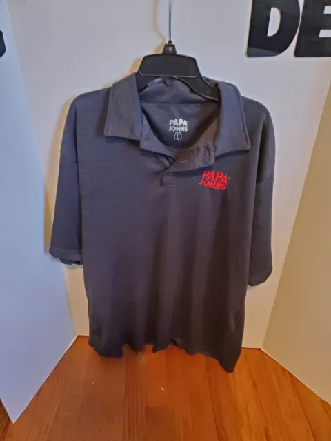 Papa Johns Employee Polo Shirt Adult Large Black Short Sleeve Uniform Men's