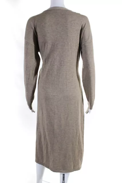 MODERN CITIZEN WOMENS Knit V-Neck Long Sleeve Midi Wrap Dress Taupe ...