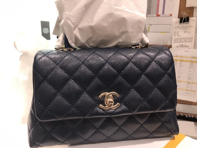 AUTHENTIC CHANEL 21P Small (old Mini) Coco Handle bag Embossed