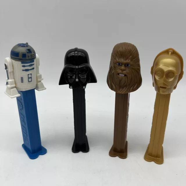 Lot Of 4 Vintage Star Wars Pez Dispensers Darth Vader Chewbacca C3PO R2D2