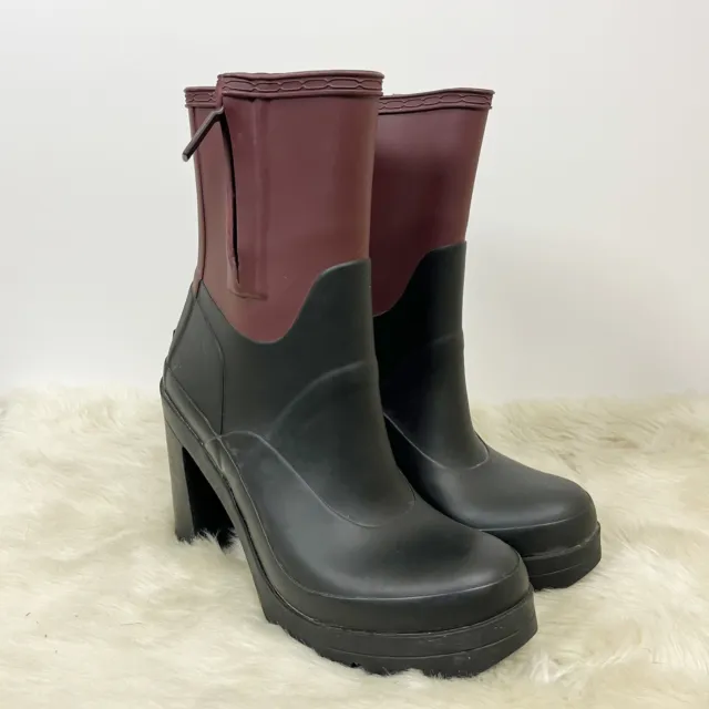 Hunter Original Platform Contrast High Heel Mid Ankle Boot Size 8