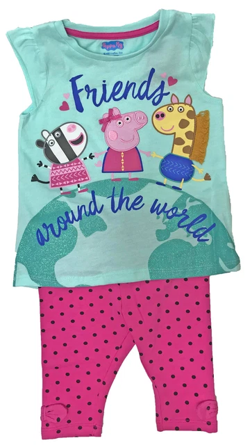 Top e pantaloni ritagliati bambini Peppa Pig abito vacanze estive ex stock nuovo 2