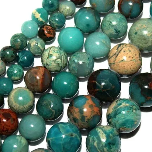 Impression Jasper Gemstone Jewelry Beads Blue Brown Color Mix Round Bead 8Mm S84