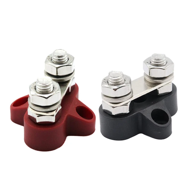 GGUFAY M8 Sammelschiene 2er Set | Stromverteiler-Klemmenblock Rot & Schwarz | Für Auto & Boot