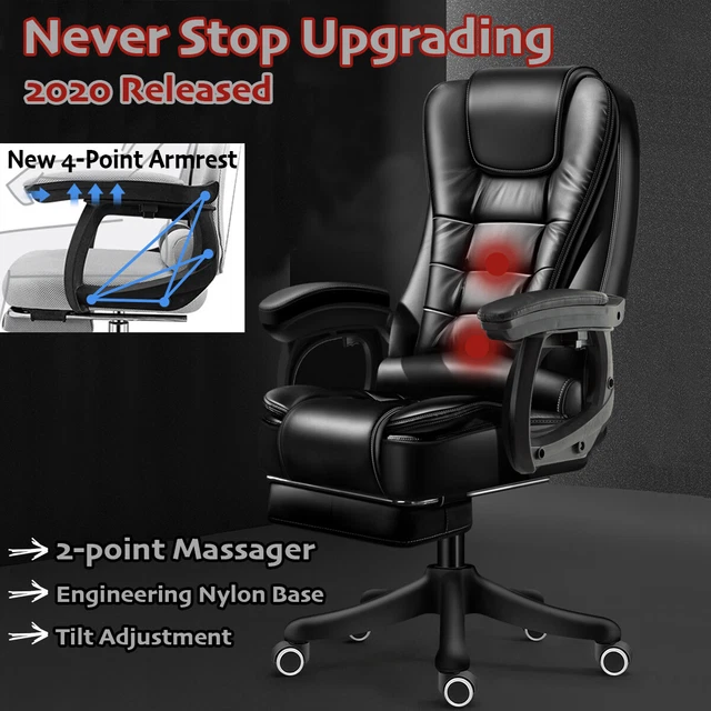 Artiss massage office chair pu leather recliner computer gaming chairs espresso deals