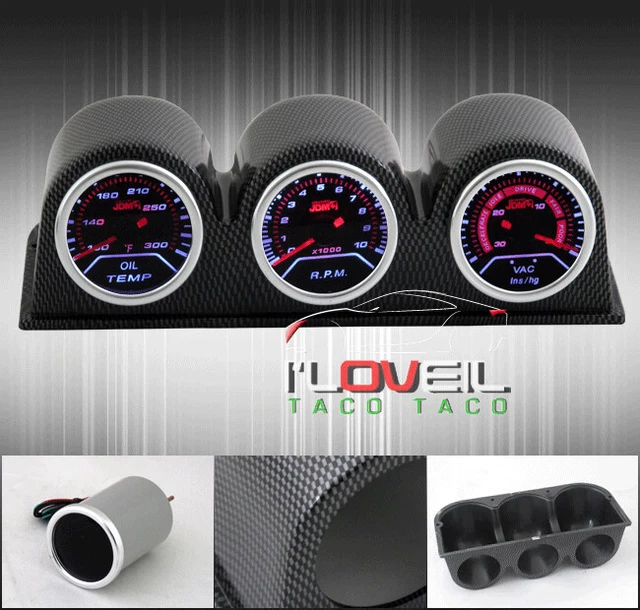 Oil Temperature + Tach Meter Tachometer Rpm Gauges + Vacuum + Dash Pod Holders