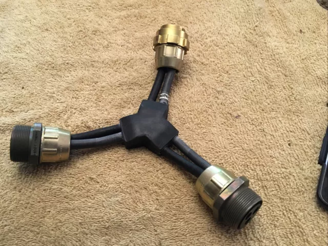 NOS Military Radio Bendix Male To Double Female 3 Pin Cable Adaptor