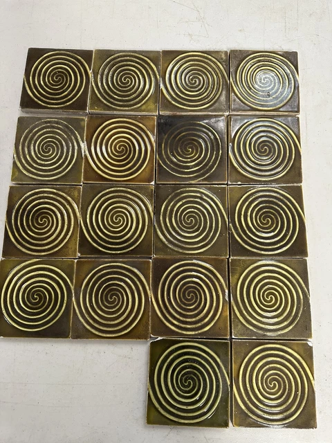 Antique Trent Majolica Tiles Trenton Lot Of 18 Salvage Fireplace Repurpose As Is