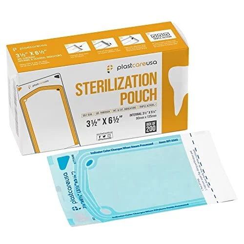 200 3.5 X 5.25 Self Sterilization Pouches for Dental Offices, Autoclave