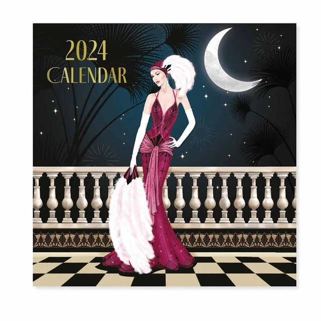 2024 CALENDAR ART Deco Square Month to View Christmas Present Claire